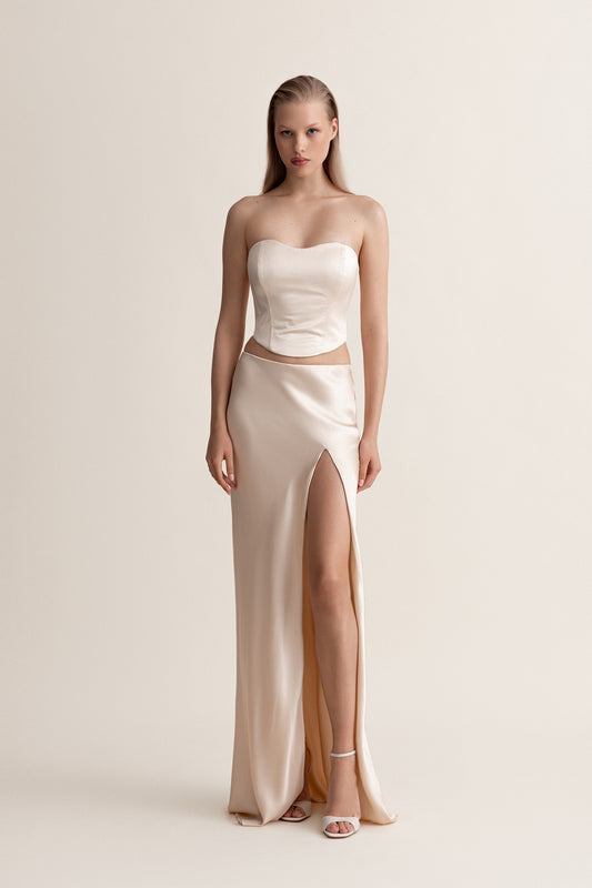 Silk maxi skirt in cream