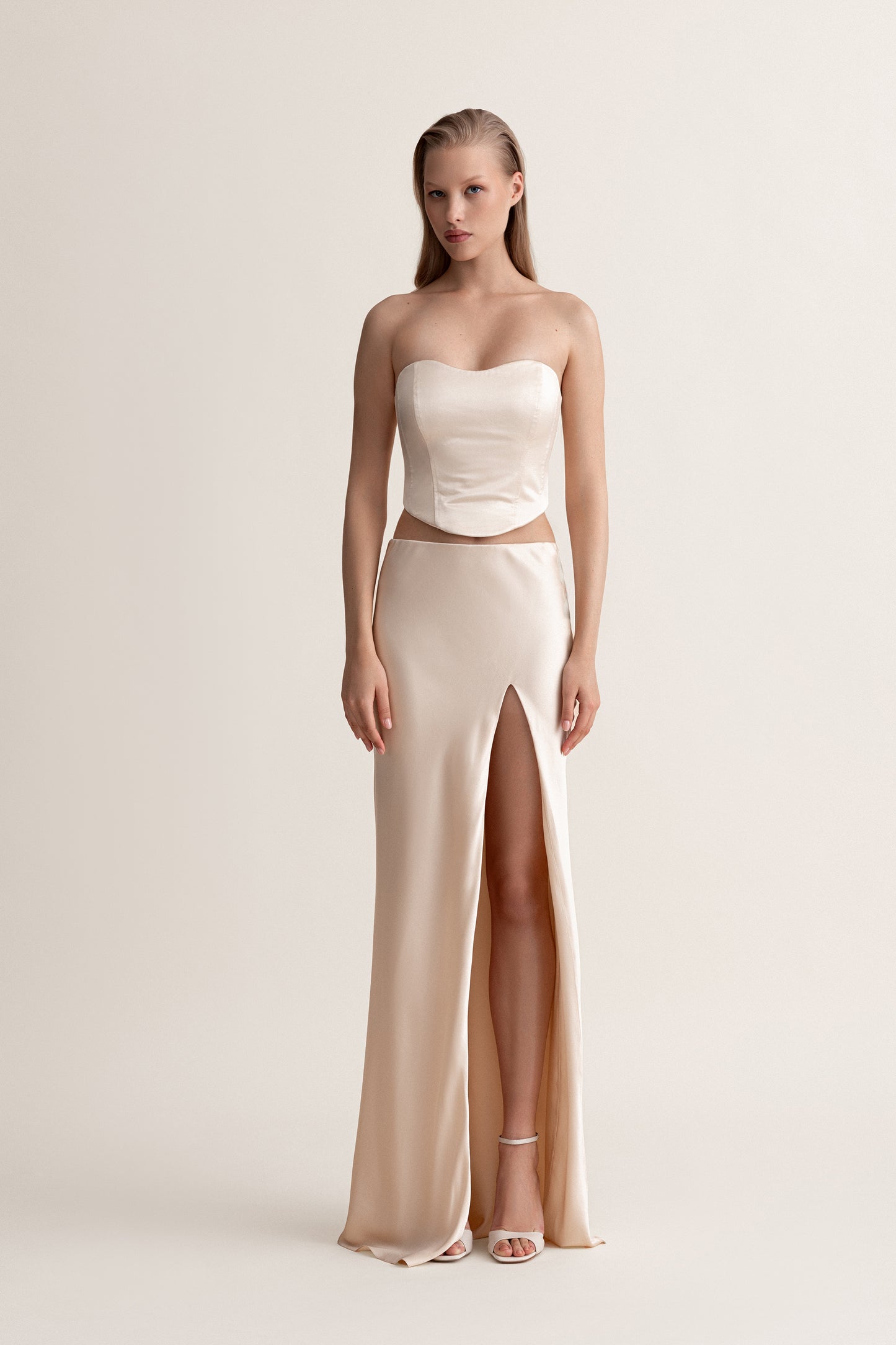 Silk maxi skirt in cream