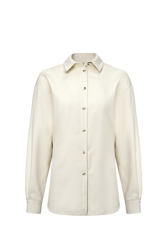 Cashmere Button-Down Shirt in Cream