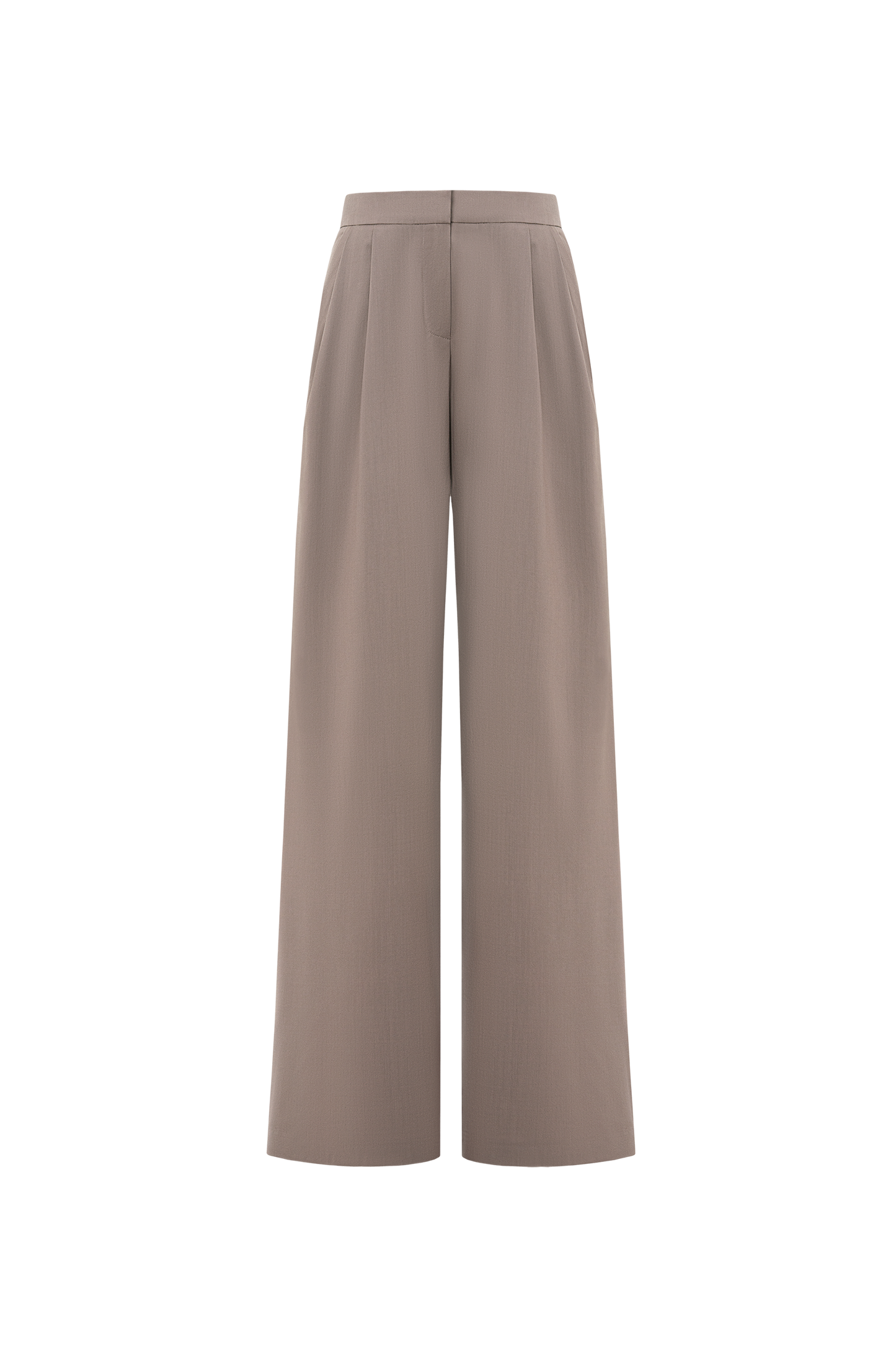 Wool Wide Leg Trousers in Brown