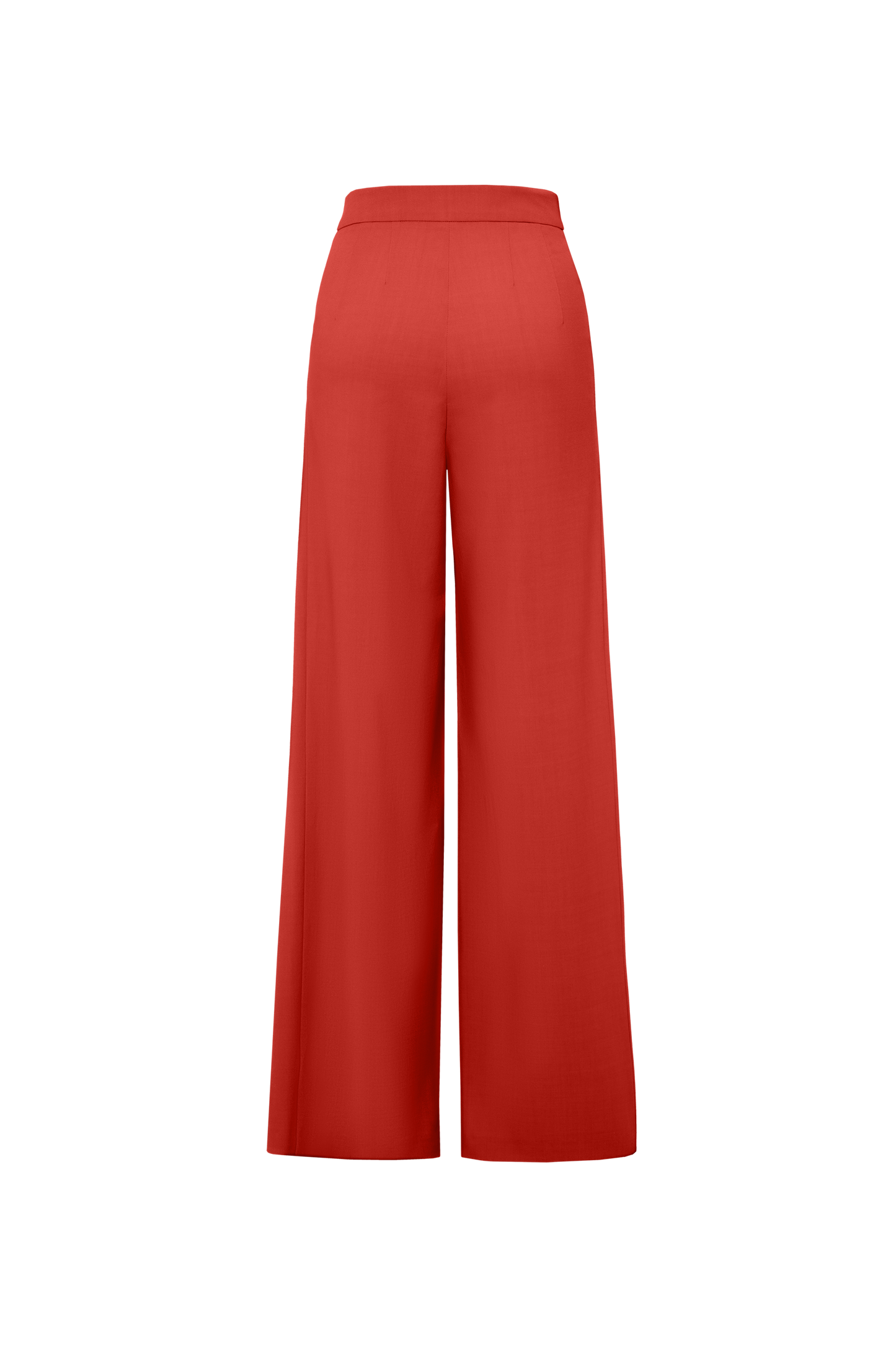 Wool Wide Leg Trousers in Red