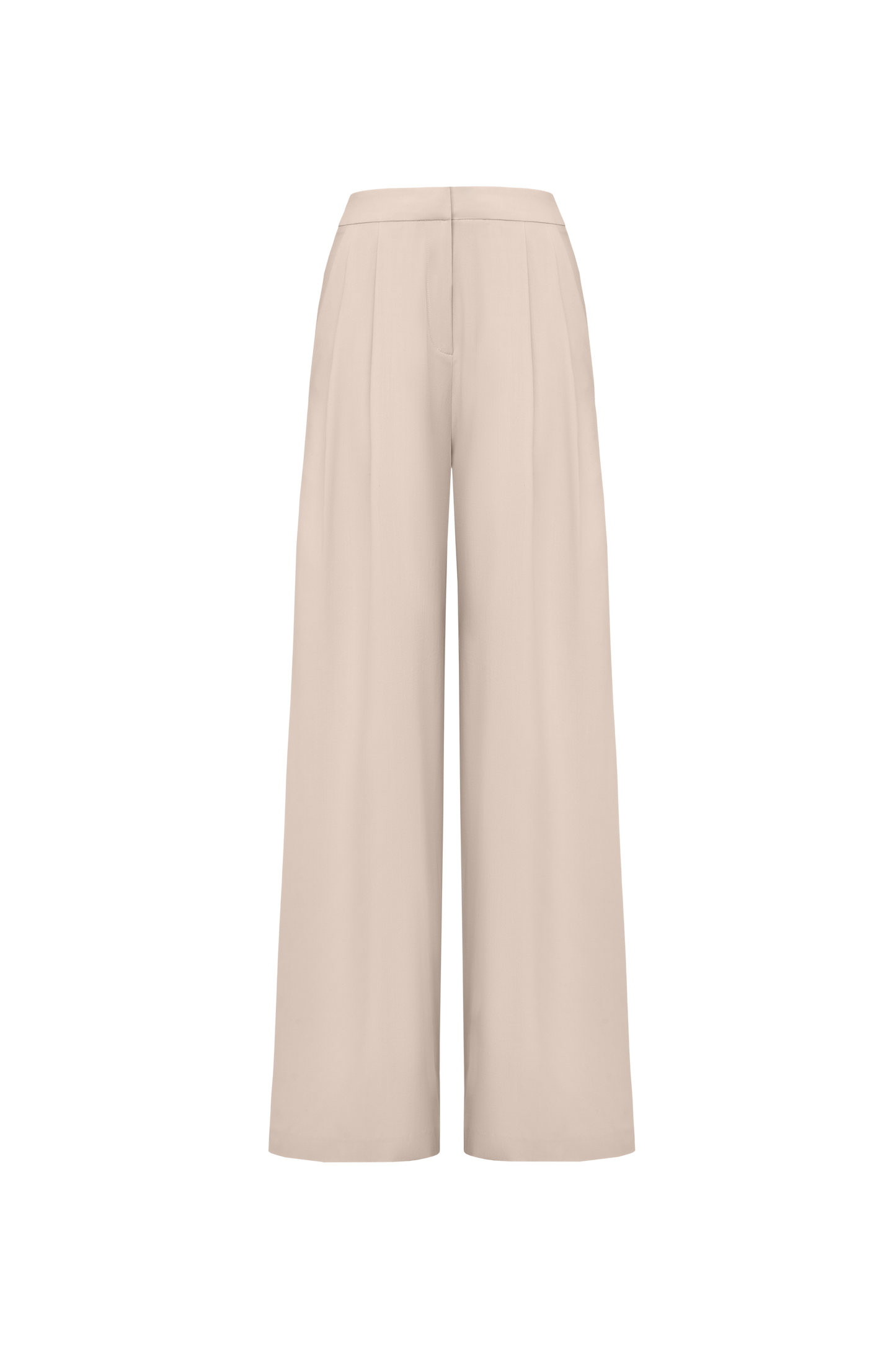 Wool Wide Leg Trousers in Blush