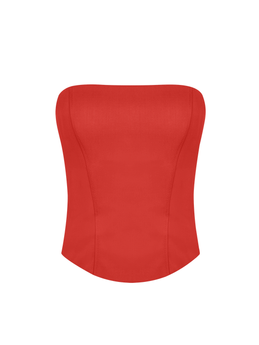 Wool Corset Top in Red