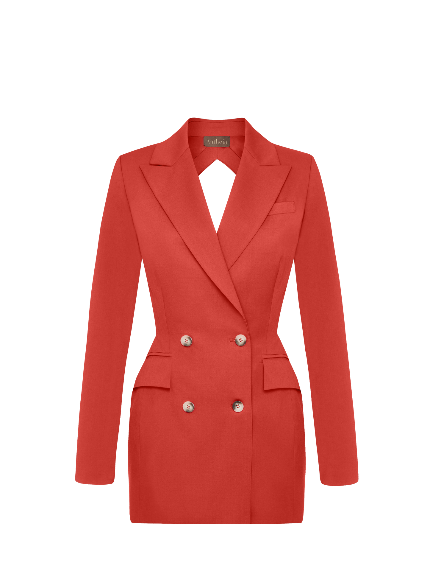 Wool Open-Backed Blazer Dress in Red