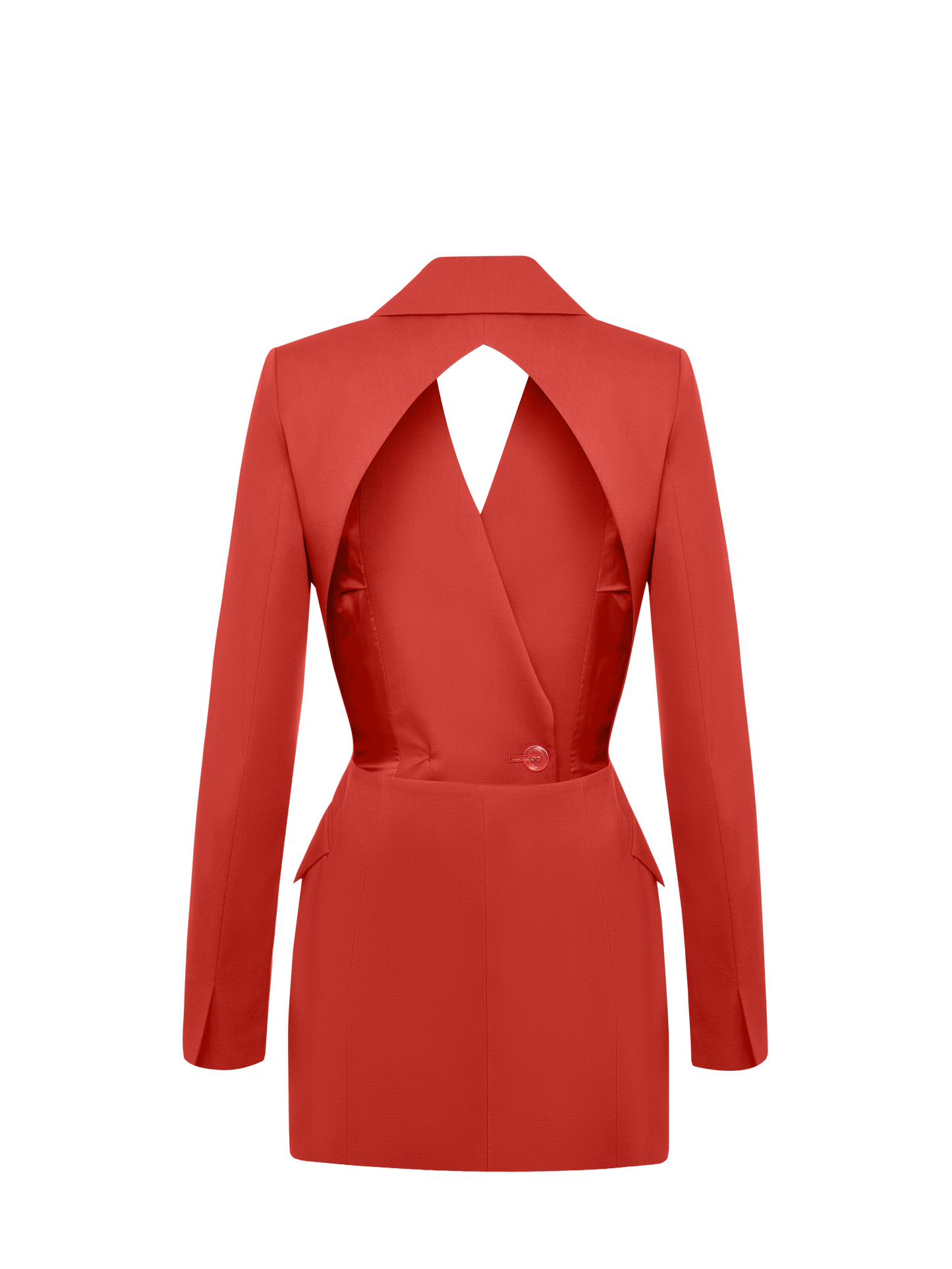 Wool Open-Backed Blazer Dress in Red