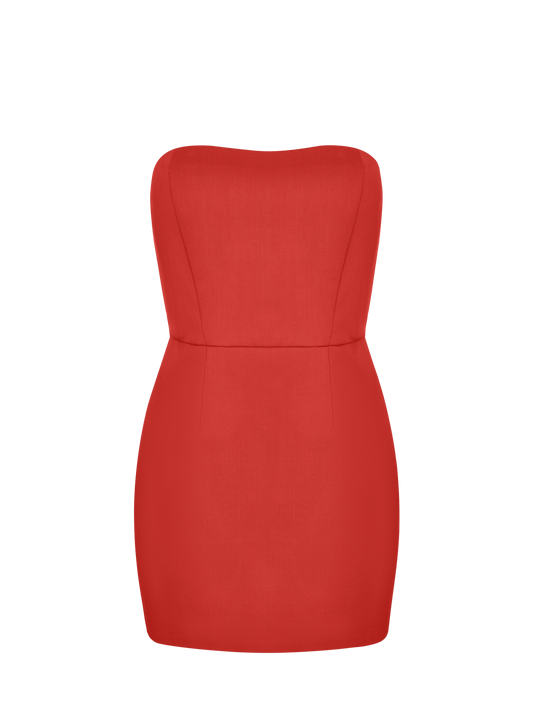 Wool Mini Corset Dress in Red